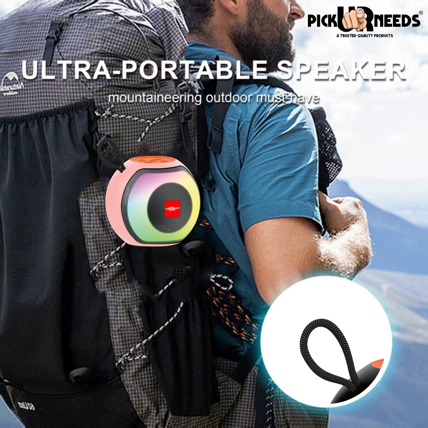 Pick Ur Needs Compact Rechargeable Wireless Thunder Sound 5W Bluetooth Speaker– Support FM/USB  (Black)